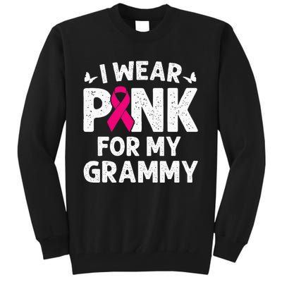 I Wear Pink For My Grammy Breast Cancer Awareness Butterfly Tall Sweatshirt