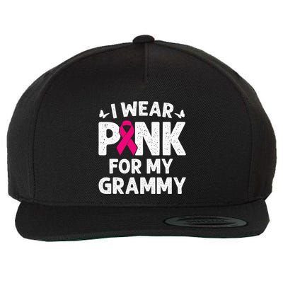 I Wear Pink For My Grammy Breast Cancer Awareness Butterfly Wool Snapback Cap