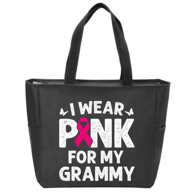 I Wear Pink For My Grammy Breast Cancer Awareness Butterfly Zip Tote Bag