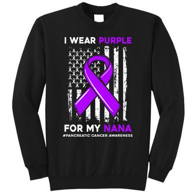 I Wear Purple For My Nana Pancreatic Cancer Awareness Tall Sweatshirt