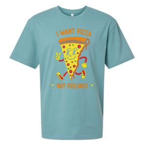 I Want Pizza Not Feelings Sueded Cloud Jersey T-Shirt