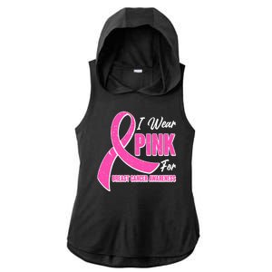 I Wear Pink For Breast Cancer Awareness Ladies PosiCharge Tri-Blend Wicking Draft Hoodie Tank