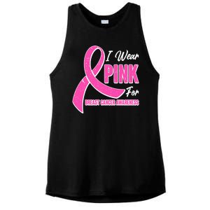 I Wear Pink For Breast Cancer Awareness Ladies PosiCharge Tri-Blend Wicking Tank