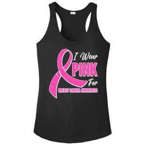 I Wear Pink For Breast Cancer Awareness Ladies PosiCharge Competitor Racerback Tank