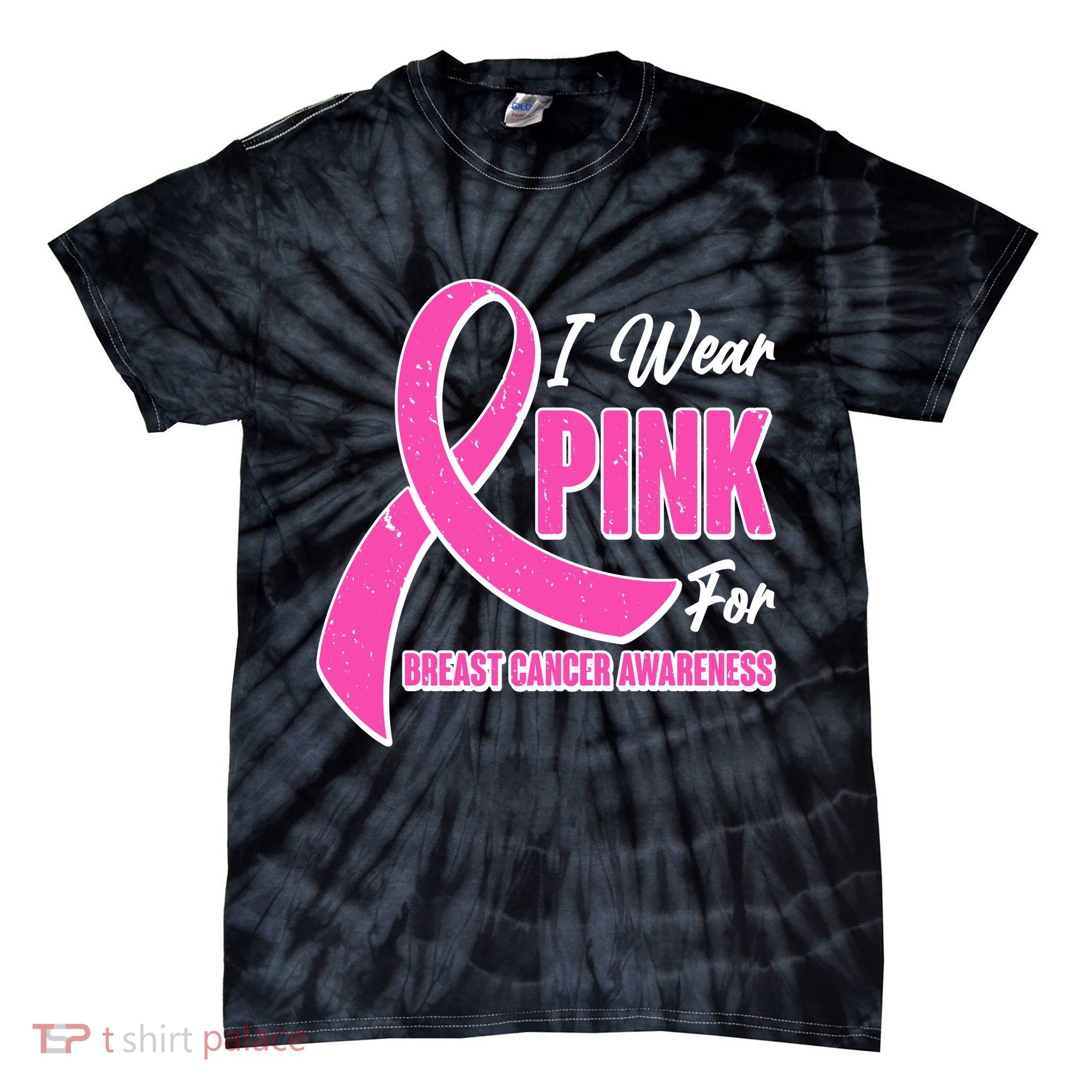 I Wear Pink For Breast Cancer Awareness Tie-Dye T-Shirt