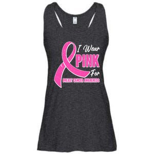 I Wear Pink For Breast Cancer Awareness Ladies Essential Flowy Tank