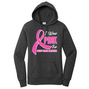 I Wear Pink For Breast Cancer Awareness Women's Pullover Hoodie