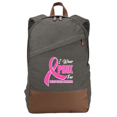 I Wear Pink For Breast Cancer Awareness Cotton Canvas Backpack