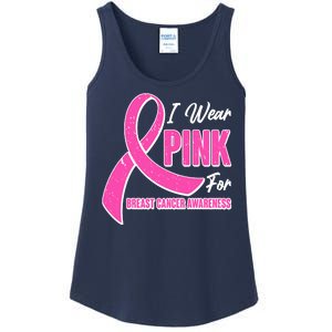 I Wear Pink For Breast Cancer Awareness Ladies Essential Tank