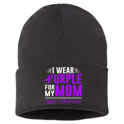 I Wear Purple For My Mom Lupus Awareness Month Sustainable Knit Beanie