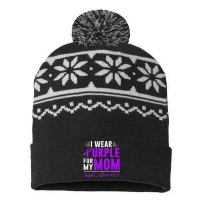 I Wear Purple For My Mom Lupus Awareness Month USA-Made Snowflake Beanie