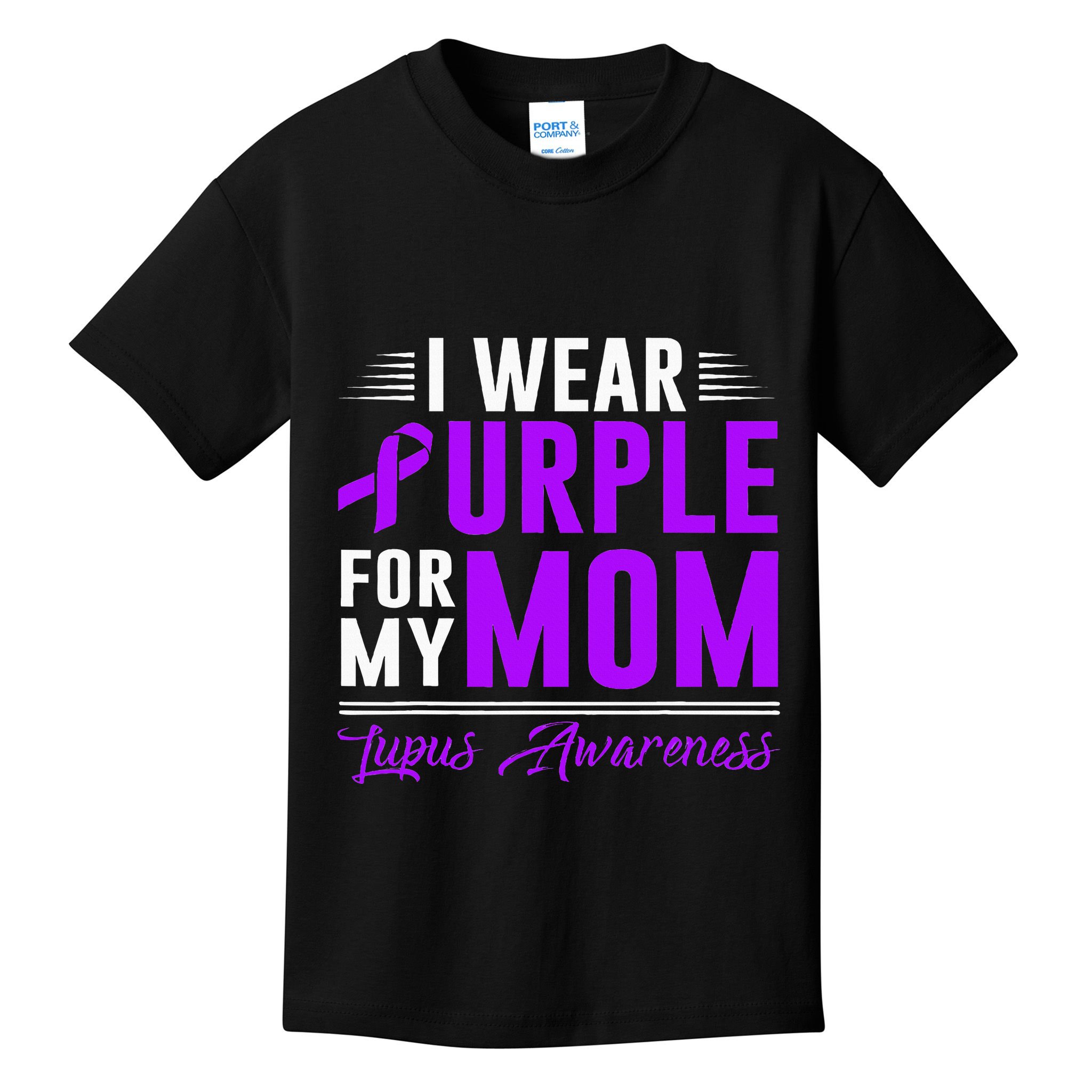 I Wear Purple For My Mom Lupus Awareness Month Kids T-Shirt