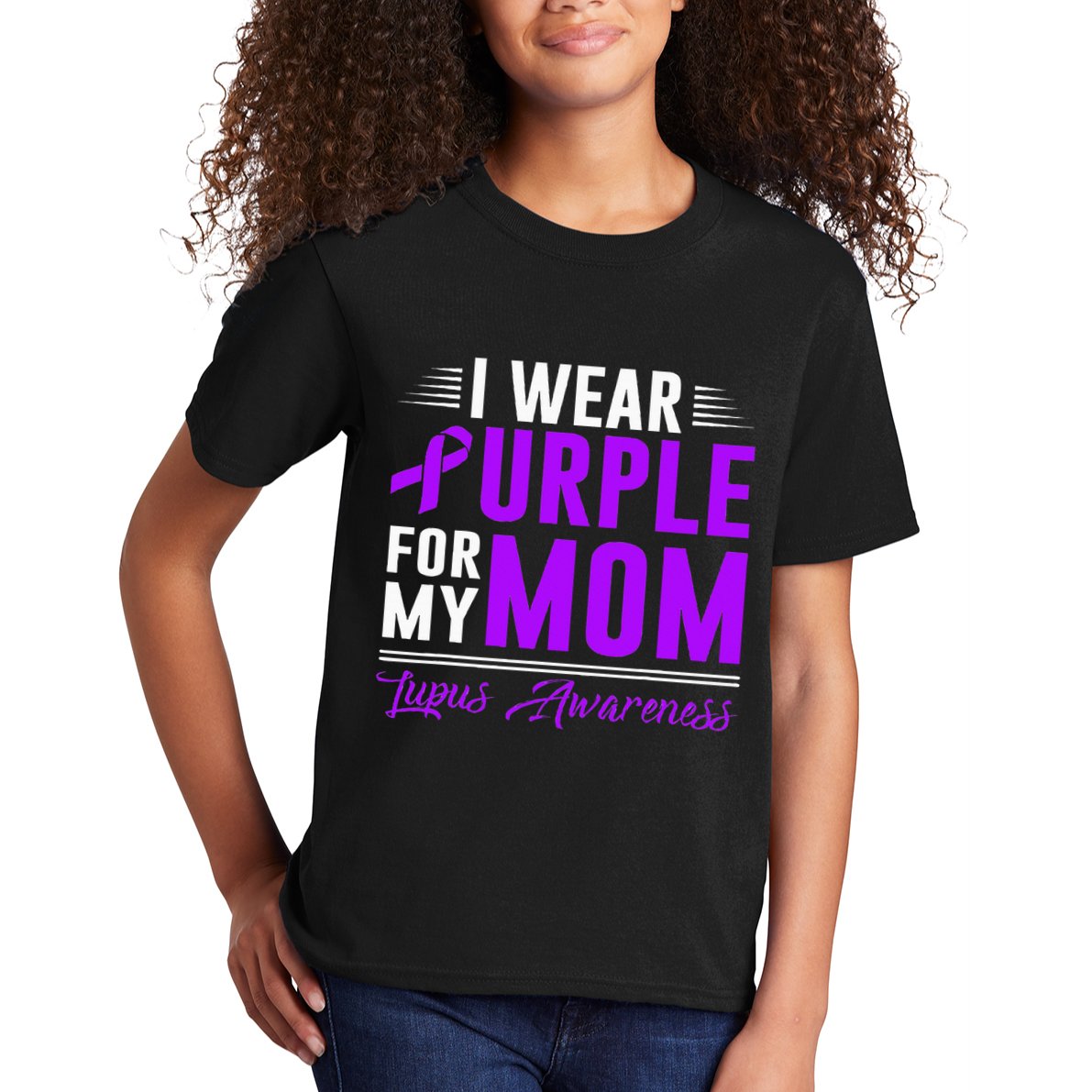 I Wear Purple For My Mom Lupus Awareness Month Kids T-Shirt