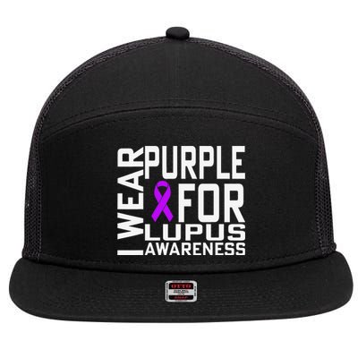 I Wear Purple For Lupus Awareness Month 7 Panel Mesh Trucker Snapback Hat