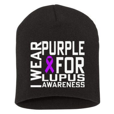 I Wear Purple For Lupus Awareness Month Short Acrylic Beanie