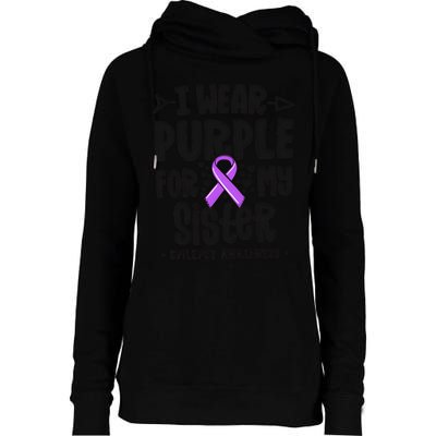 I Wear Purple For My Sister Epilepsy Awareness Womens Funnel Neck Pullover Hood