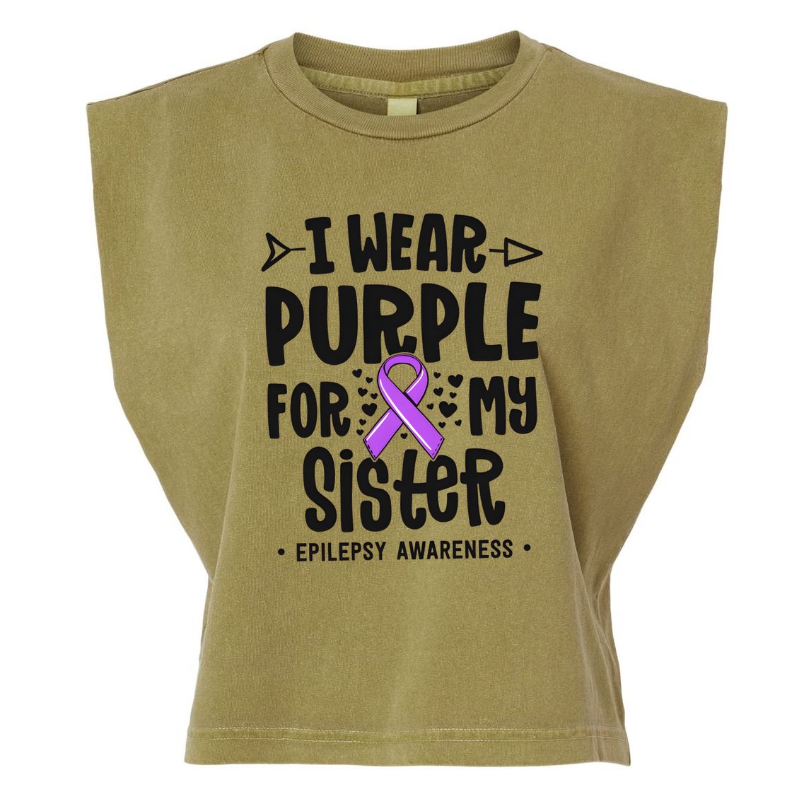 I Wear Purple For My Sister Epilepsy Awareness Garment-Dyed Women's Muscle Tee