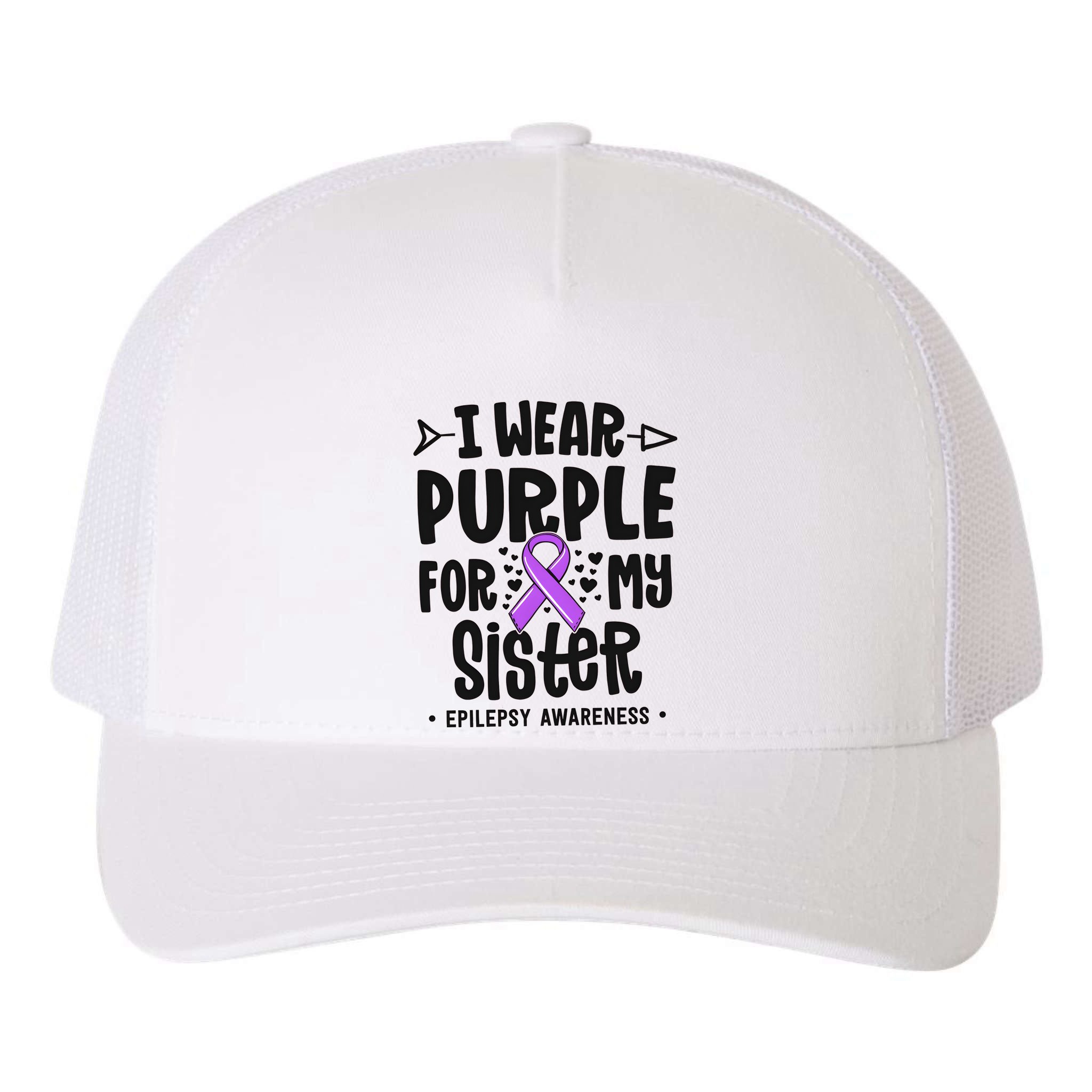 I Wear Purple For My Sister Epilepsy Awareness Yupoong Adult 5-Panel Trucker Hat