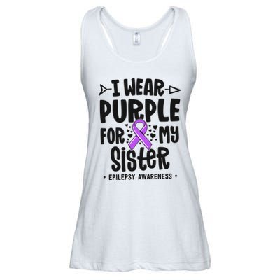 I Wear Purple For My Sister Epilepsy Awareness Ladies Essential Flowy Tank