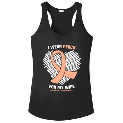 I Wear Peach For My Wife Endometrial Cancer Awareness Ladies PosiCharge Competitor Racerback Tank