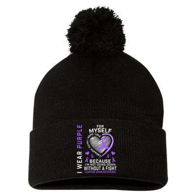 I Wear Purple For Myself Lupus Awareness Warriors Fighters Pom Pom 12in Knit Beanie