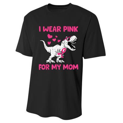 I Wear Pink For My Mom Dinosaur Cute Breast Cancer Awareness Performance Sprint T-Shirt