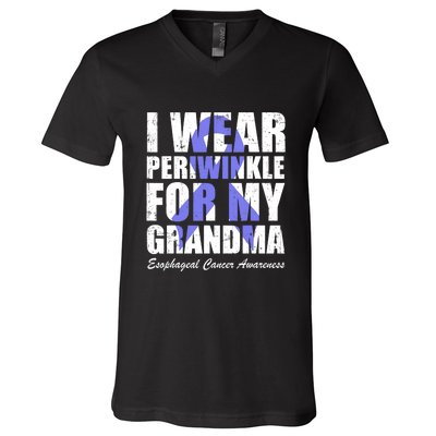 I Wear Periwinkle For My Grandma Esophageal Cancer Awareness V-Neck T-Shirt