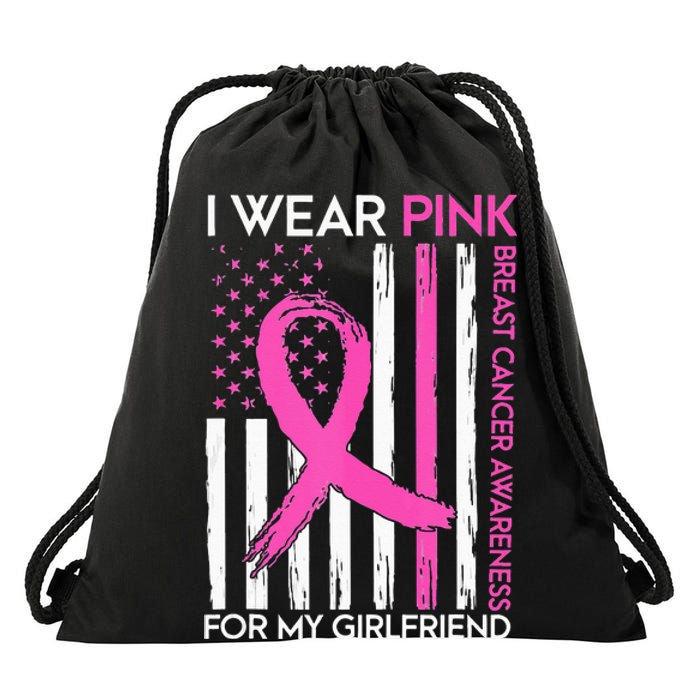 I Wear Pink For My Girlfriend Breast Cancer Awareness Month Drawstring Bag