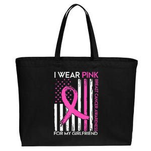 I Wear Pink For My Girlfriend Breast Cancer Awareness Month Cotton Canvas Jumbo Tote