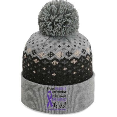 I Wear Purple Alzheimer's Disease Awareness The Baniff Cuffed Pom Beanie