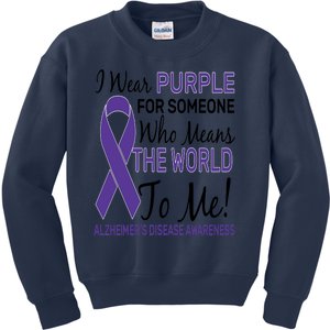 I Wear Purple Alzheimer's Disease Awareness Kids Sweatshirt