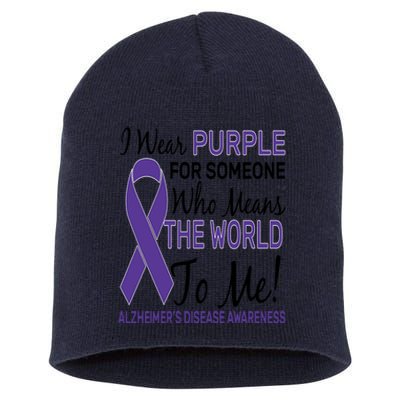 I Wear Purple Alzheimer's Disease Awareness Short Acrylic Beanie