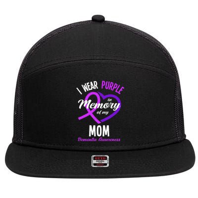 I Wear Purple In Memory For My Mom Dementia Awareness 7 Panel Mesh Trucker Snapback Hat