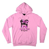 I Wear Pink For My Mom Messy Bun Breast Cancer Awareness Hoodie