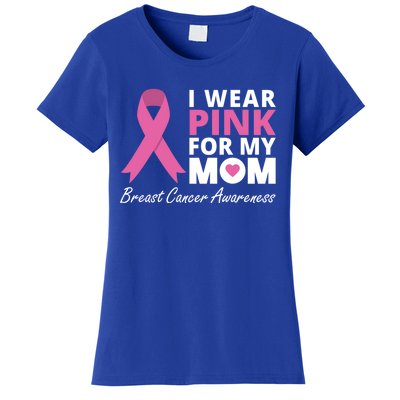 I Wear Pink For My Mom Cute Gift Ribbon Family Love Warrior Women's T-Shirt