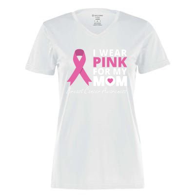 I Wear Pink For My Mom Cute Gift Ribbon Family Love Warrior Women's Momentum V-Neck T-Shirt