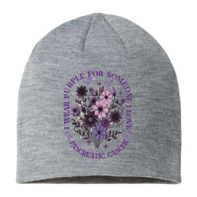 I Wear Purple For Pancreatic Cancer Wildflower Pancreatic Cancer Awarenes Sustainable Beanie