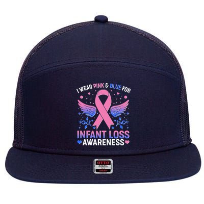 I Wear Pink And Blue For Infant Loss Awareness 7 Panel Mesh Trucker Snapback Hat
