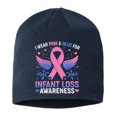 I Wear Pink And Blue For Infant Loss Awareness Sustainable Beanie
