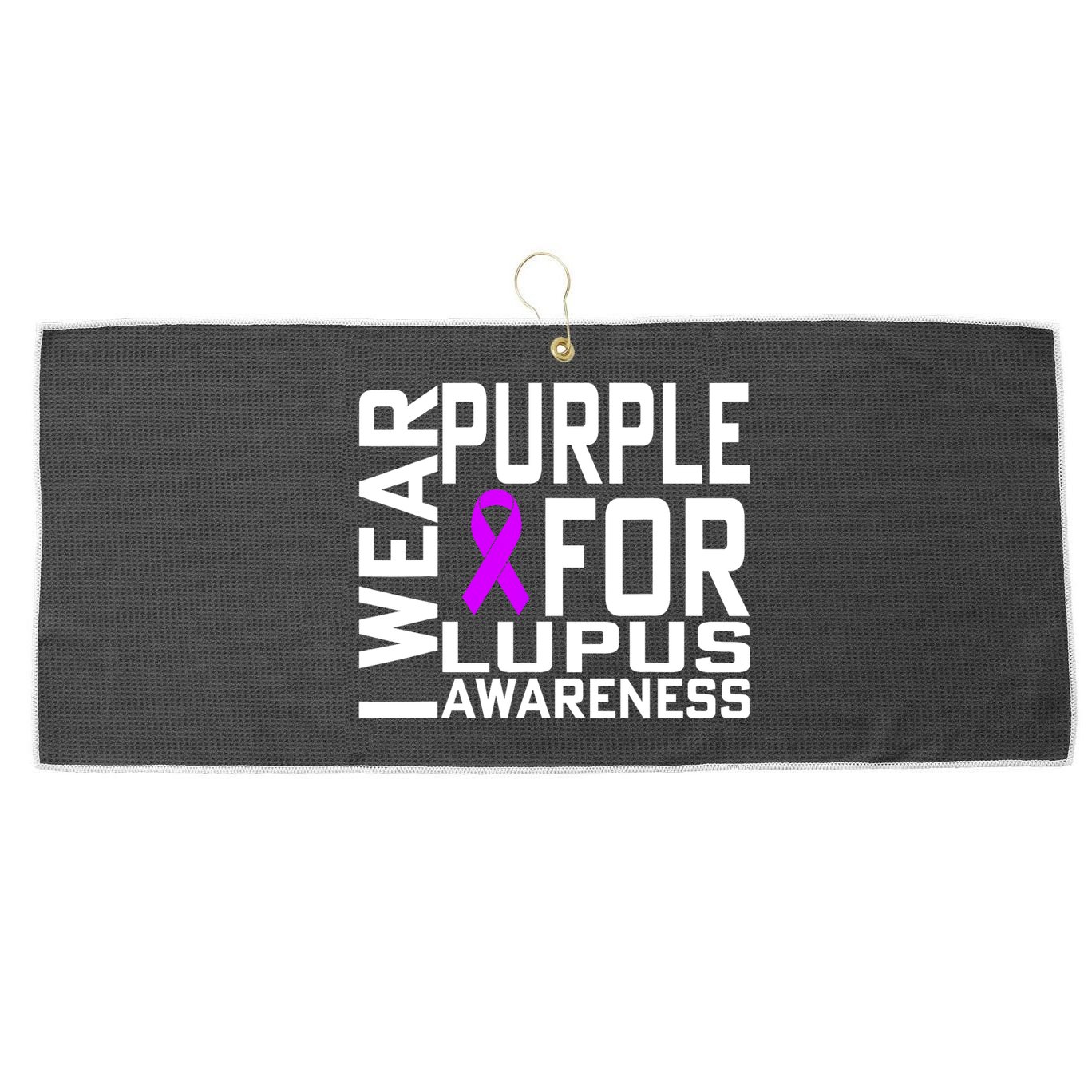 I Wear Purple For Lupus Awareness Month Large Microfiber Waffle Golf Towel