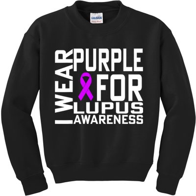 I Wear Purple For Lupus Awareness Month Kids Sweatshirt