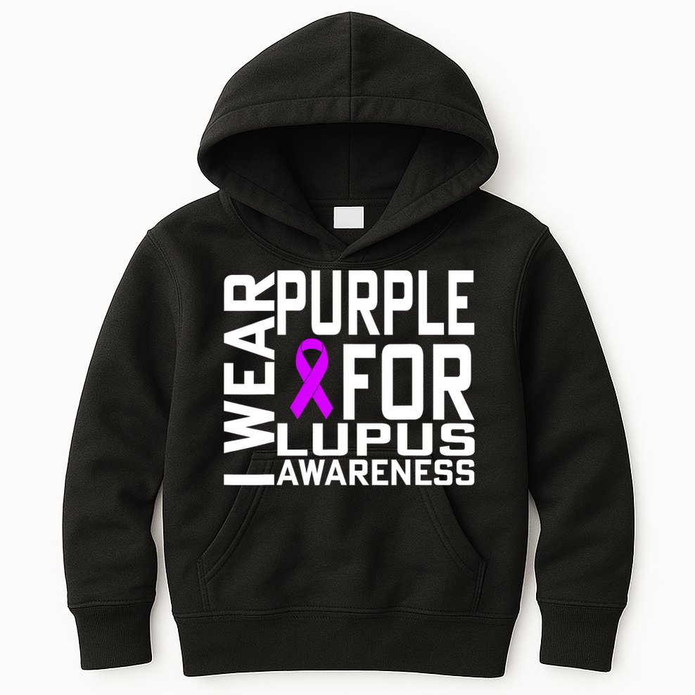 I Wear Purple For Lupus Awareness Month Kids Hoodie