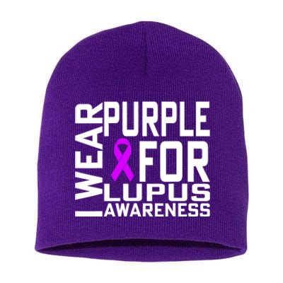 I Wear Purple For Lupus Awareness Month Short Acrylic Beanie