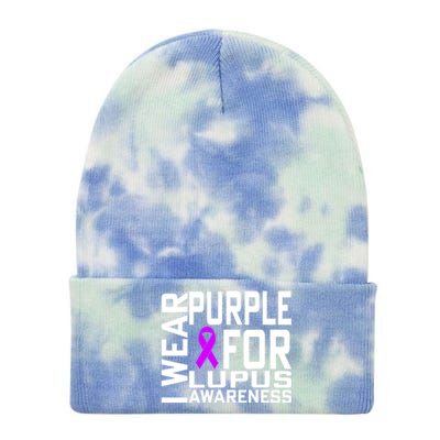 I Wear Purple For Lupus Awareness Month Tie Dye 12in Knit Beanie