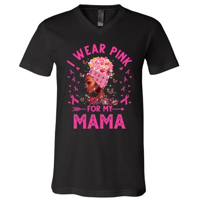 I Weak Pink For My Mama Breast Cancer Awareness V-Neck T-Shirt