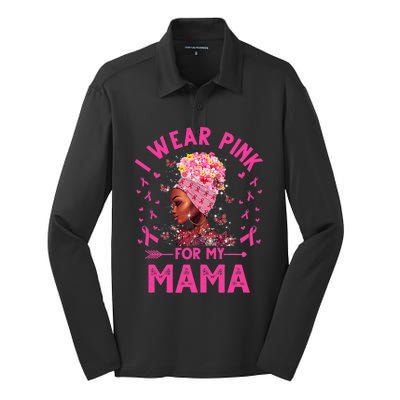 I Weak Pink For My Mama Breast Cancer Awareness Silk Touch Performance Long Sleeve Polo