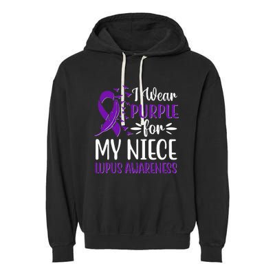 I Wear Purple For My Niece Lupus Awareness Garment-Dyed Fleece Hoodie