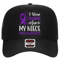 I Wear Purple For My Niece Lupus Awareness High Crown Mesh Back Trucker Hat