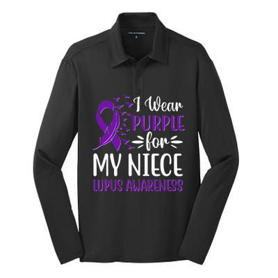 I Wear Purple For My Niece Lupus Awareness Silk Touch Performance Long Sleeve Polo