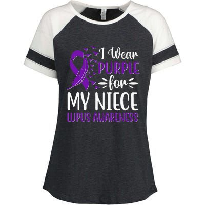 I Wear Purple For My Niece Lupus Awareness Enza Ladies Jersey Colorblock Tee